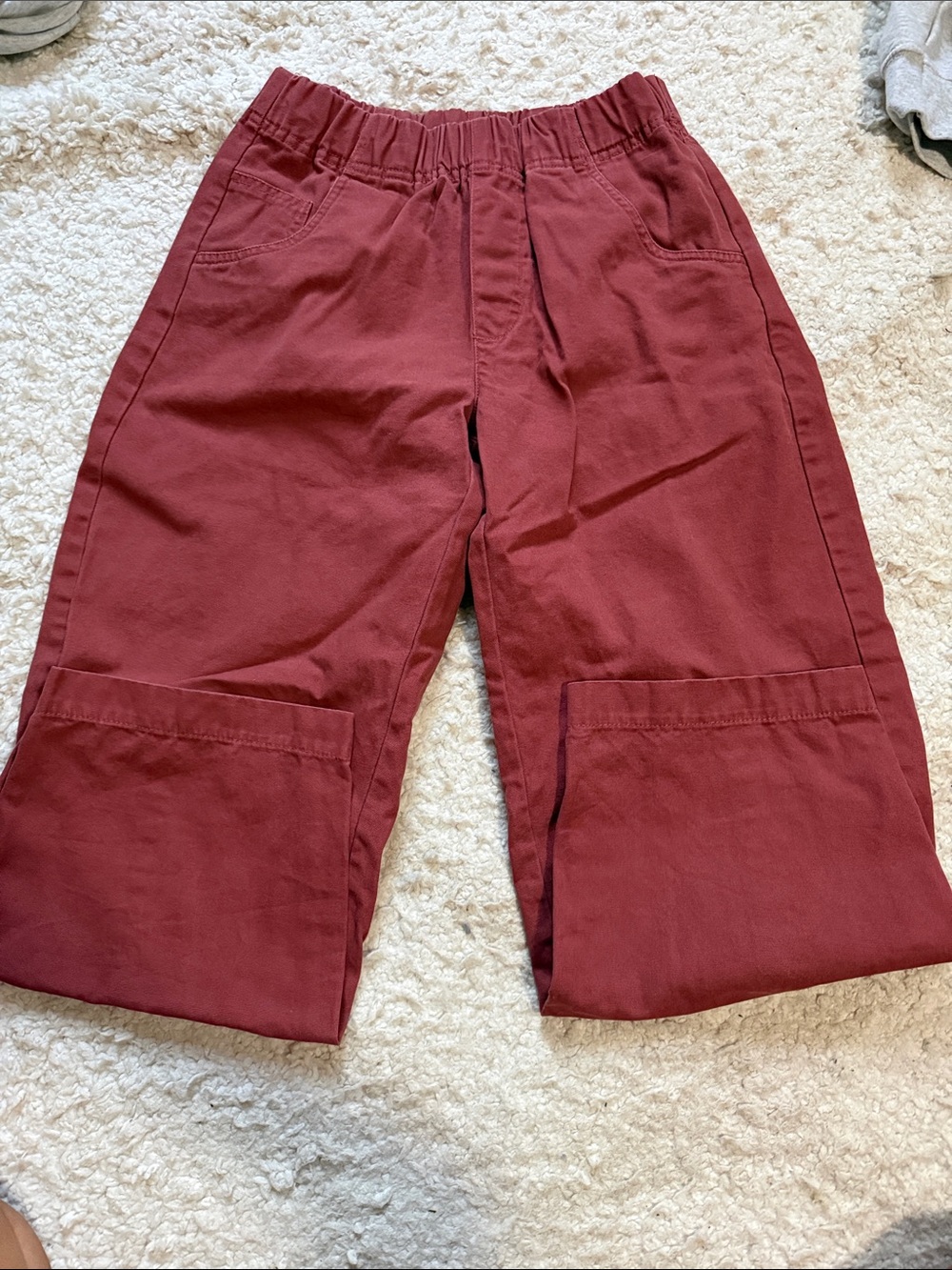 Elastic Waist barrel pants in Deep Red
